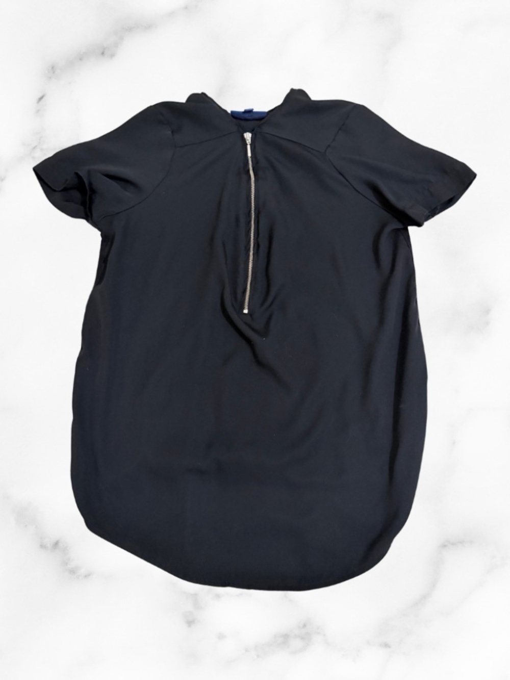 Women's APT. 9 Black Half-way Zip-Up Blouse with Silver Zipper